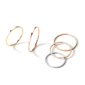 titanium 316l stainless steel geometric minimalist band ring with e-coated waterproof
