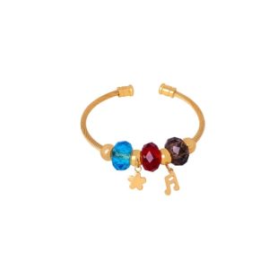 titanium steel crystal flower trend cuff bangle