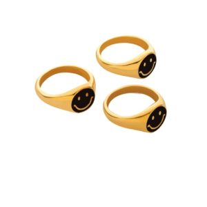 titanium steel enamel smiley cute band ring