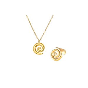 trend geometric titanium steel ring and necklace set