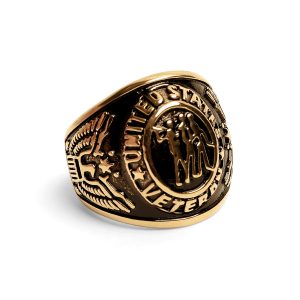 18K Gold PVD Stainless Steel United States Military Veterans Men's Ring / MCR6008