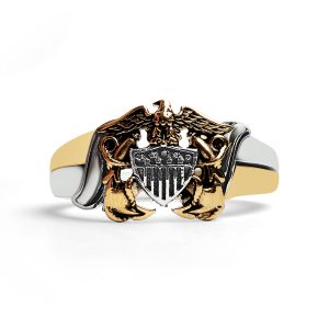 18K Gold PVD Stainless Steel United States Navy Two Tone Women's Ring / MCR6013