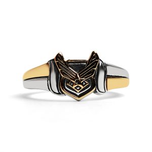 18K Gold PVD Stainless Steel United States Air Force Two Tone Military Women's Ring / MCR6014