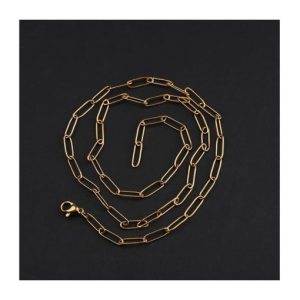 stainless steel long buckle cross minimalist link necklace