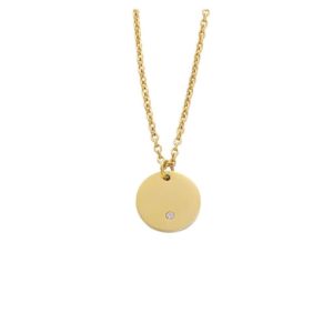 stainless steel rhinestone round minimalist necklace