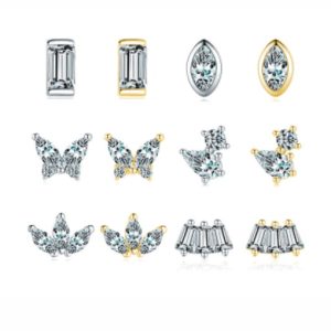 925 sterling silver cubic zirconia geometric cute single earring(single-only one)