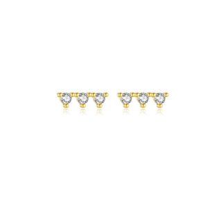 925 sterling silver cubic zirconia geometric dainty stud earring