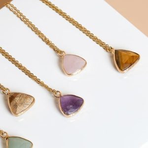 natural stone triangle artisan necklace