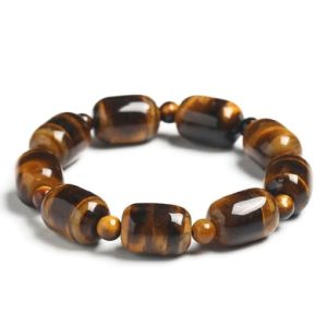 tiger eye stone+ geometric artisan beaded bracelet