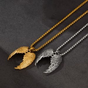 stainless steel wing hip hop necklace