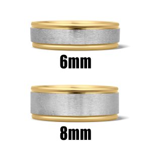 18K Gold PVD Stainless Steel Brushed Center Groove Edge Ring / PBJ2919