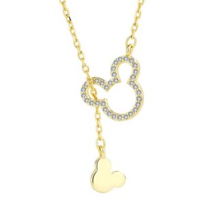 925 sterling silver cubic zirconia mouse minimalist necklace