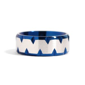 Blue Stainless Steel Zig Zag Center Ring / PRJ0262