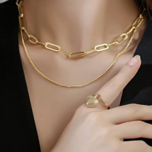 brass cubic zirconia vintage heart  braclete and necklace set