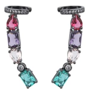 copper glass stone  geometric vintage ear cuff earring