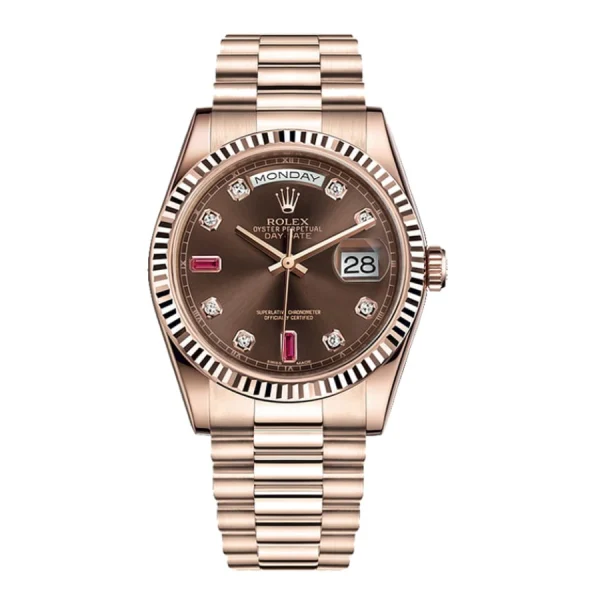 Rolex-Day-Date-128235-AR-Rose-Gold-Wrapped-Chocolate-Dial-Replica.webp
