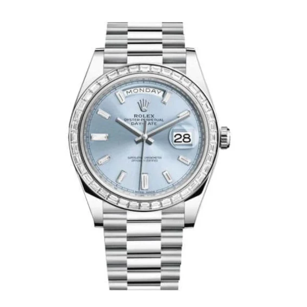 Rolex-Day-Date-Platinum-228396TBR-Ice-Blue-Baguette-Index-Replica.webp