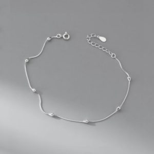 925 sterling silver bead round minimalist link bracelet