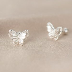 925 sterling silver butterfly minimalist stud earring