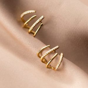 925 sterling silver cubic zirconia irregular vintage stud earring