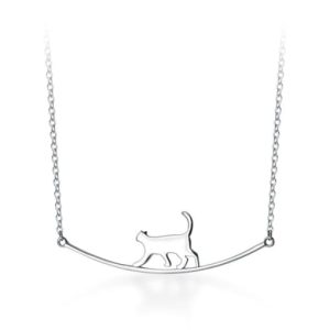 925 sterling silver cute cat  necklace