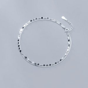 925 sterling silver irregular minimalist double chain anklet