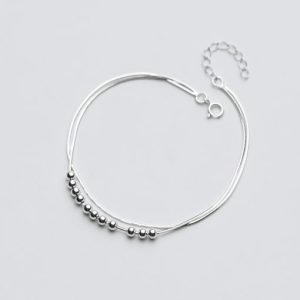 925 sterling silver round minimalist strand bracelet