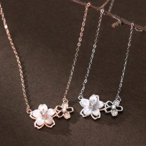 925 sterling silver shell flower minimalist necklace