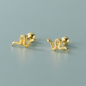 925 sterling silver snake minimalist stud earring