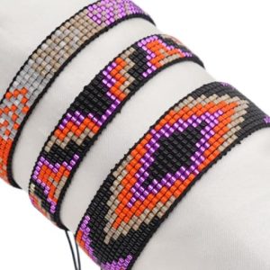 multi color miyuki db  bead geometric artisan handmade weave bracelet