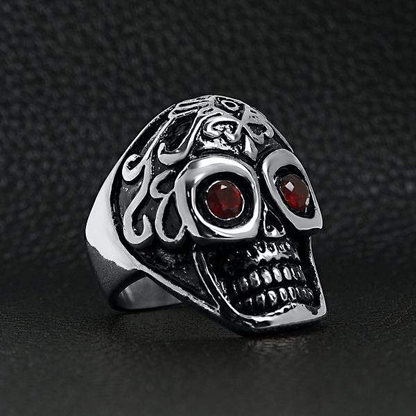 SCR3039-Detailed-Skull-With-Red-CZ-Eyes-Stainless-Steel-Polished-Ring-Lifestyle-Side.jpg