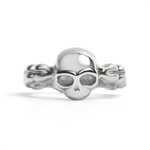 Stainless Steel Skull And Bones Women's Ring / SCR4099