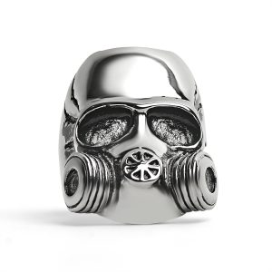 Stainless Steel Gas Mask Skull Ring / SCR4106