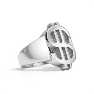 Stainless Steel Money Sign Women's Ring / SCR4114