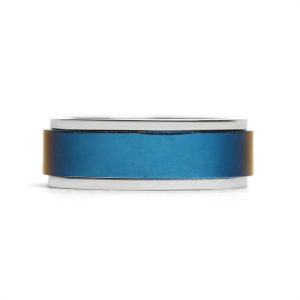 Blue Center Stainless Steel Spinner Ring / SRJ0038