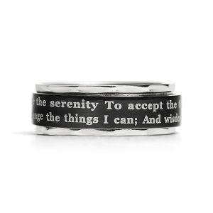 Highly Polished Stainless Steel Serenity Prayer Spinner Center Ring / SRJ1008
