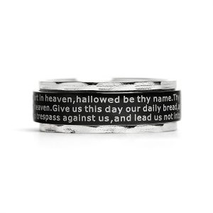 Highly Polished Stainless Steel Lord's Prayer Spinner Center Ring / SRJ1007