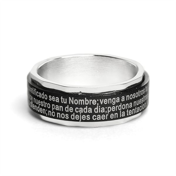SRJ1009-BlackStainlessSteelSpanishLord_sPrayerCenterSpinnerRing_5.jpg