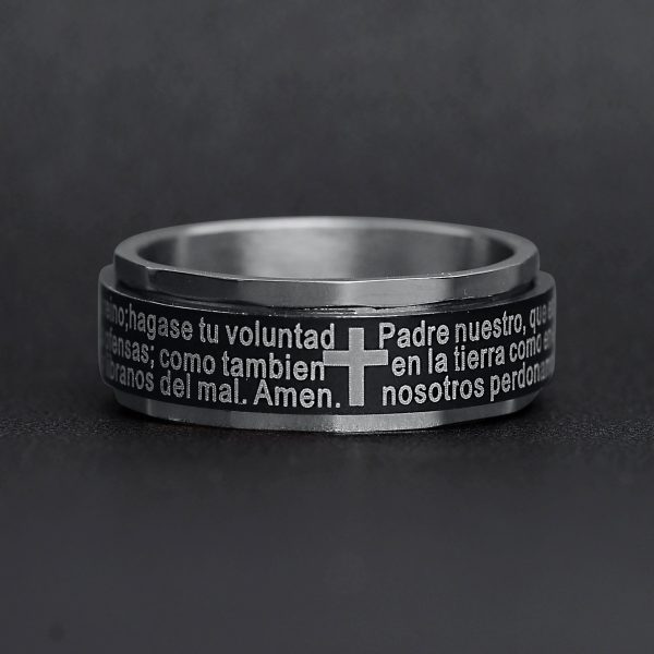 SRJ1009-BlackStainlessSteelSpanishLord_sPrayerCenterSpinnerRing_Black1.jpg