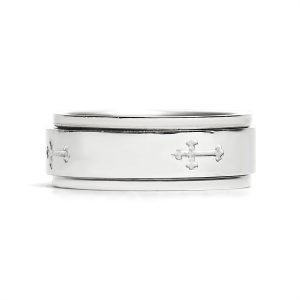 Stainless Steel Cross Spinner Center Highly Polished Ring / SRJ2280