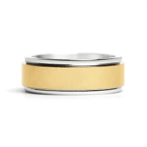 18K Gold PVD Center Stainless Steel Spinner Polished Ring / SRJ2451