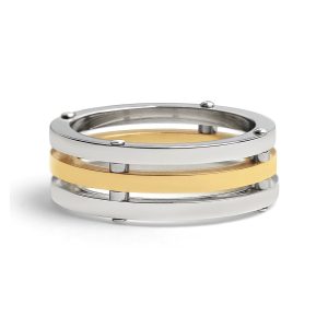Gold PVD Coated Spaced Stainless Steel Ring / SSS0260