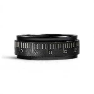 Stainless Steel Black Ruler Spinner Ring / STC013