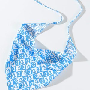 fabric artisan blue checkerboard heart hair headband