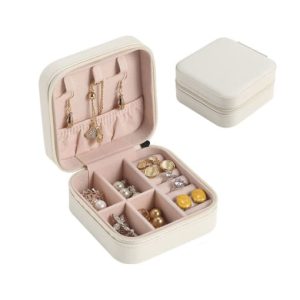 2 layers pu leather jewelry storage box 10cmx10cmx5cm