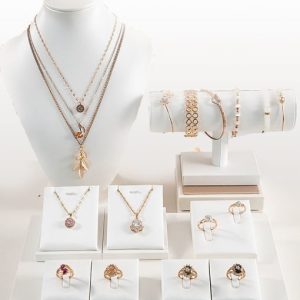 artificial leather white classic jewelry display