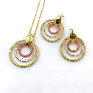 minimalist round zinc alloy earring and necklace set