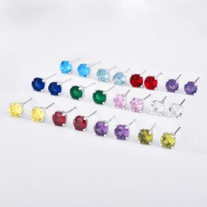 925 sterling silver cubic zirconia geometric minimalist stud earring
