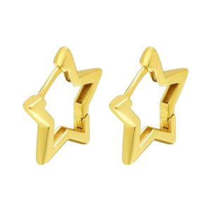 925 sterling silver hollow  pentagram minimalist huggie earring