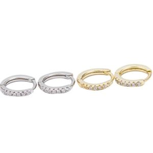 925 sterling silver rhinestone geometric minimalist huggie earring